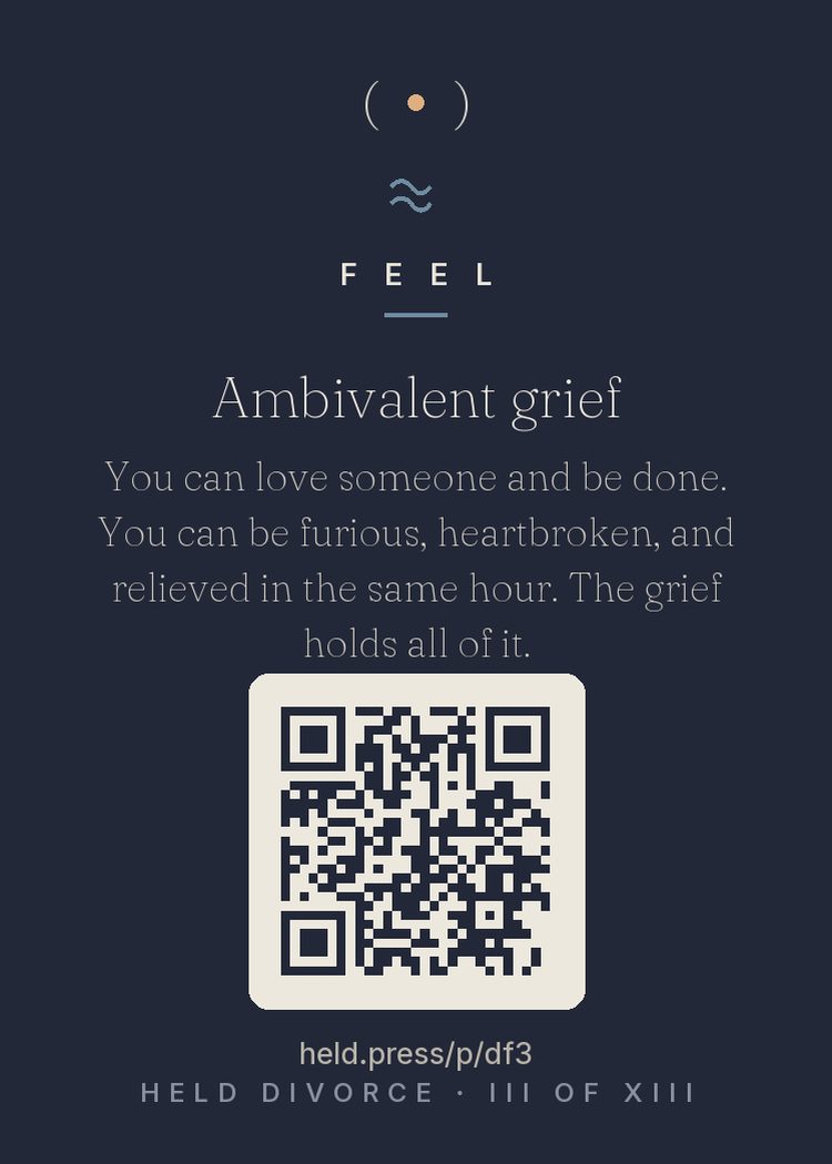 The back of Ambivalent grief — with the code that opens this room