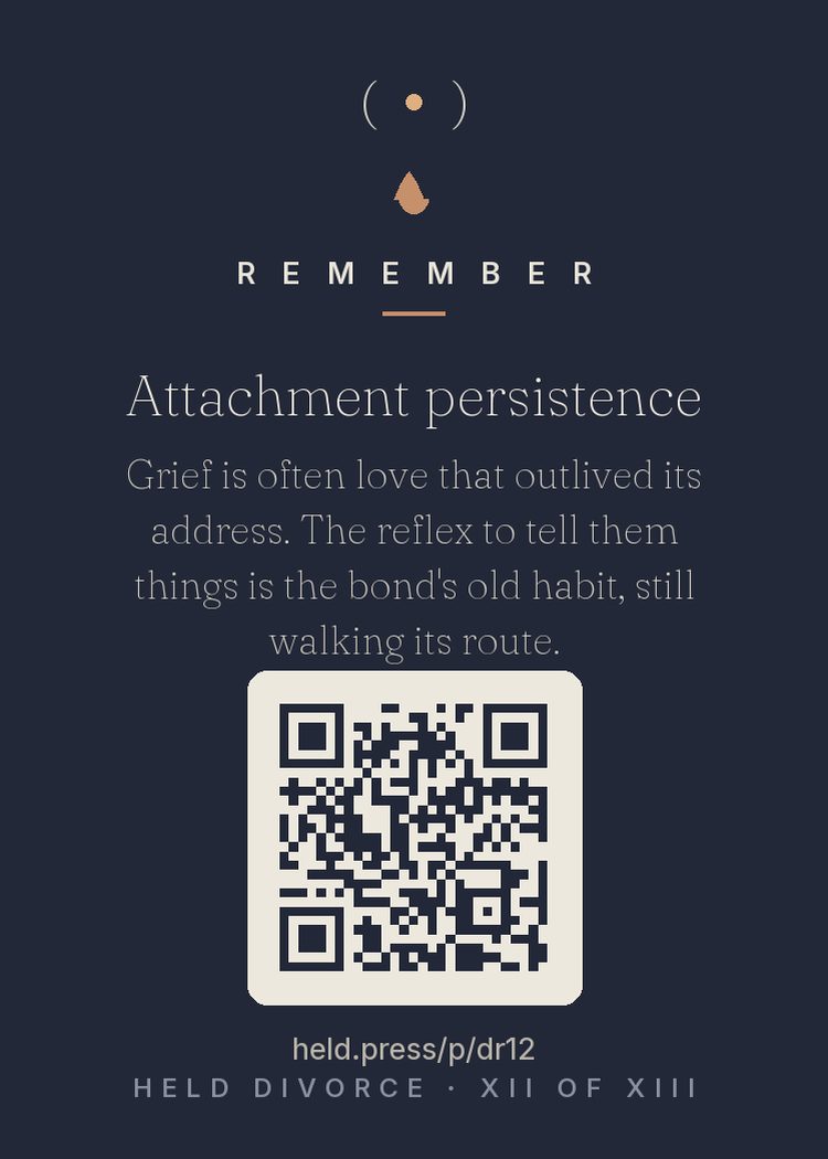 The back of Attachment persistence — with the code that opens this room