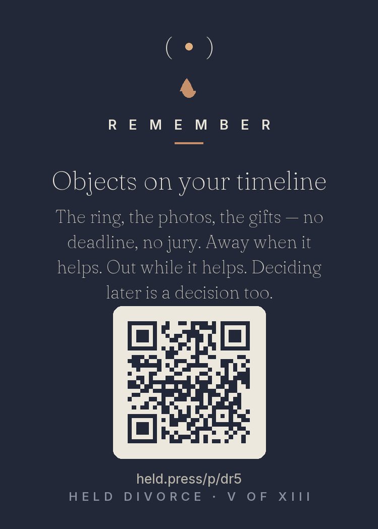 The back of Objects on your timeline — with the code that opens this room