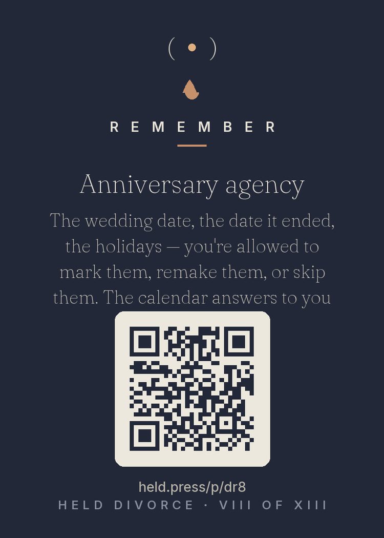 The back of Anniversary agency — with the code that opens this room
