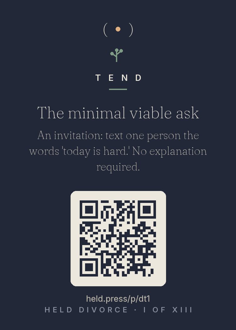 The back of The minimal viable ask — with the code that opens this room