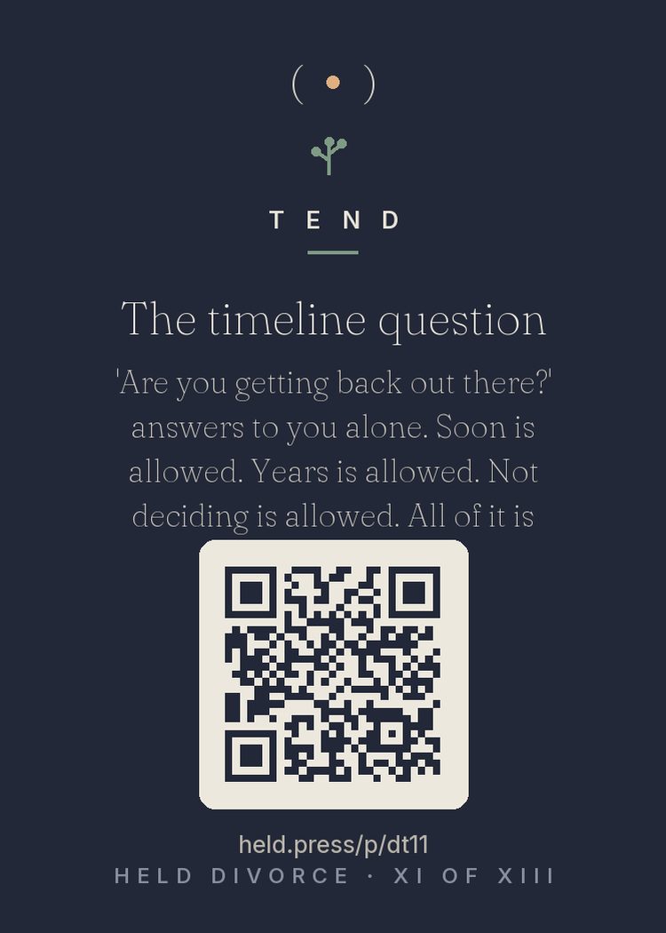 The back of The timeline question — with the code that opens this room