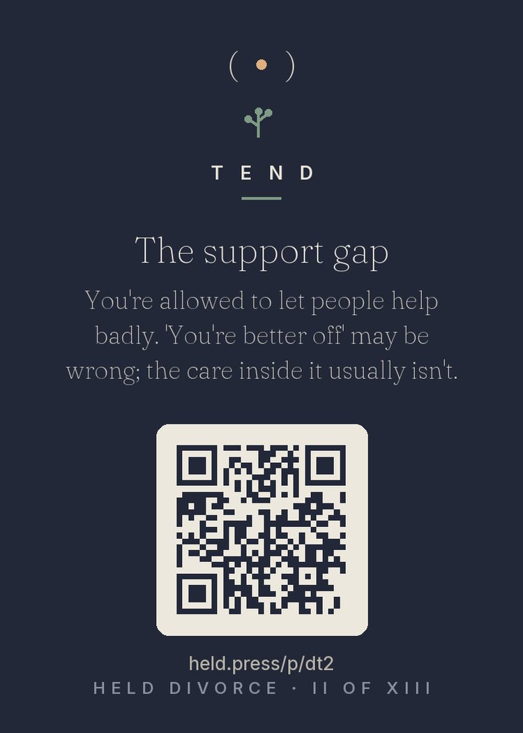 The back of The support gap — with the code that opens this room