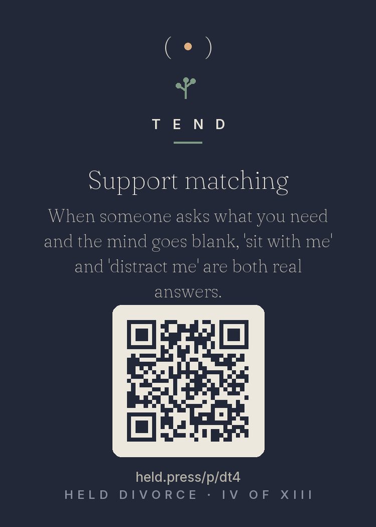 The back of Support matching — with the code that opens this room