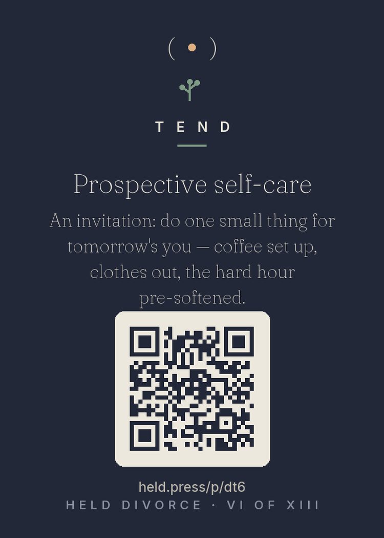 The back of Prospective self-care — with the code that opens this room