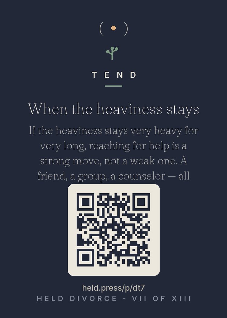 The back of When the heaviness stays — with the code that opens this room