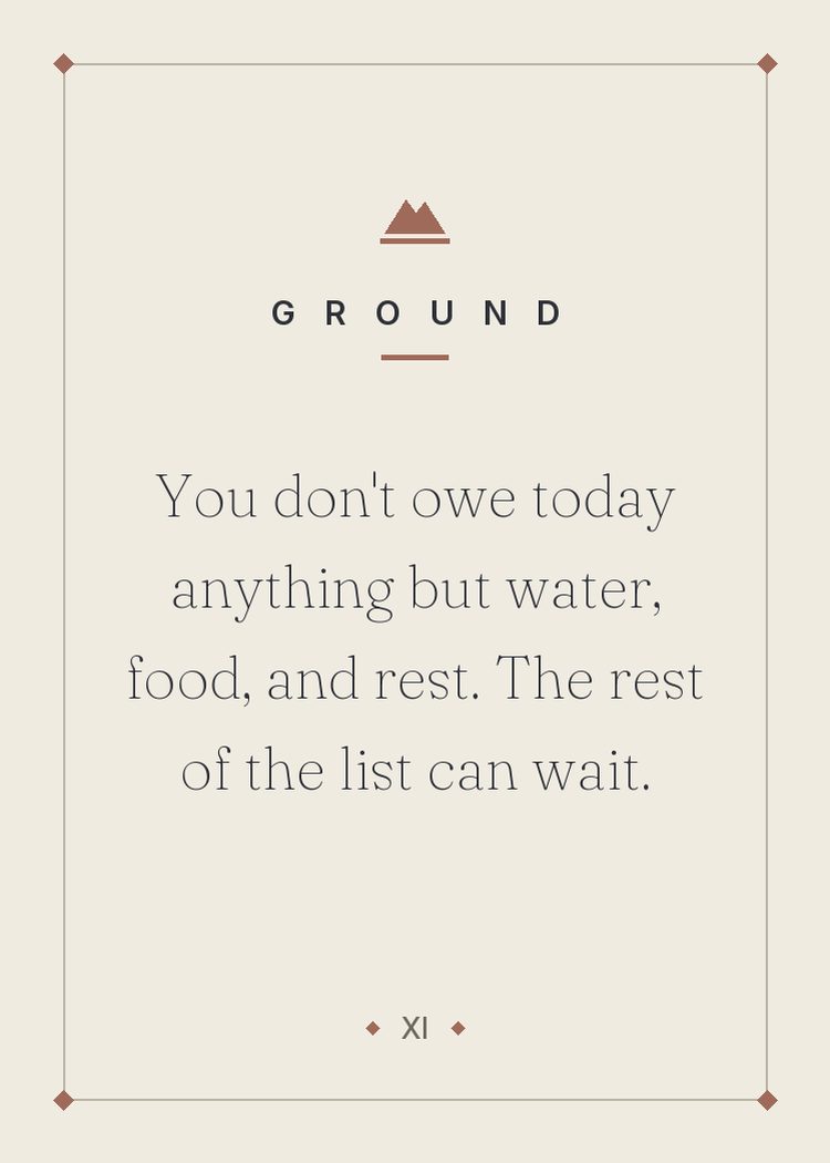 You don't owe today anything but water, food, and rest. The rest of the list can wait.