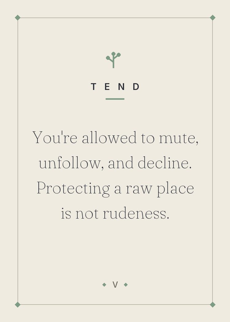 You're allowed to mute, unfollow, and decline. Protecting a raw place is not rudeness.