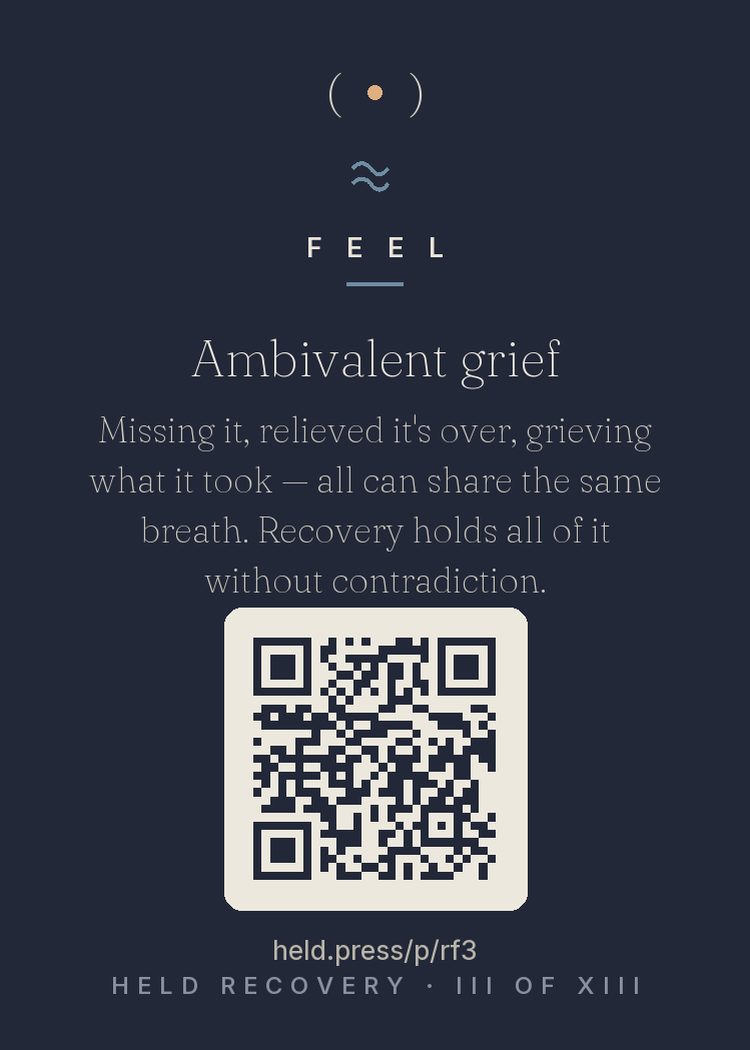 The back of Ambivalent grief — with the code that opens this room
