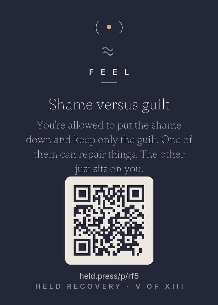 The back of Shame versus guilt — with the code that opens this room