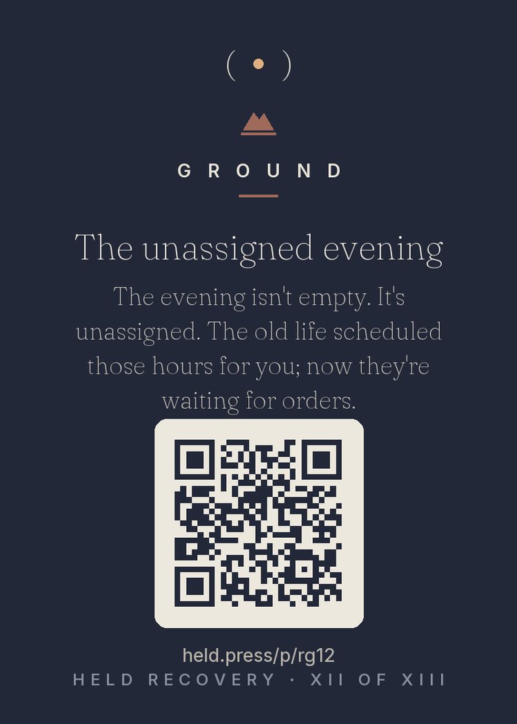 The back of The unassigned evening — with the code that opens this room