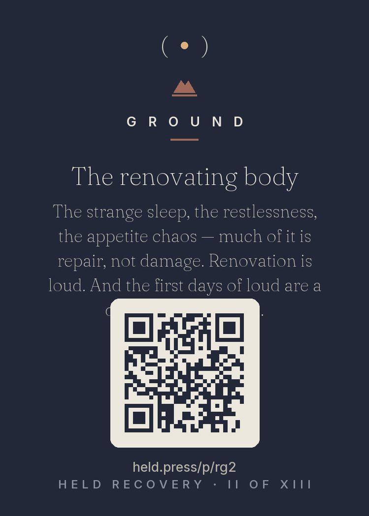 The back of The renovating body — with the code that opens this room