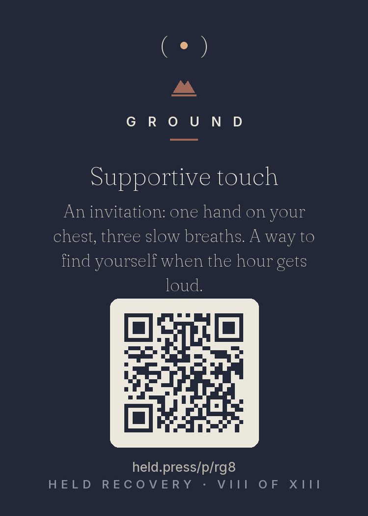 The back of Supportive touch — with the code that opens this room