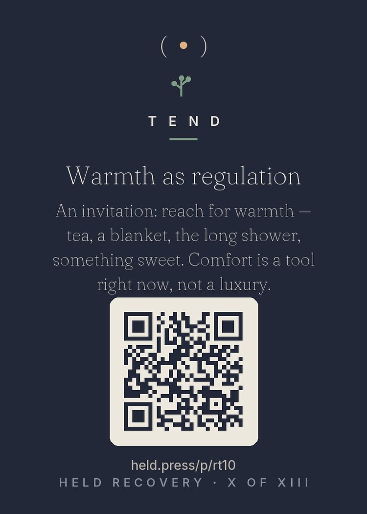 The back of Warmth as regulation — with the code that opens this room