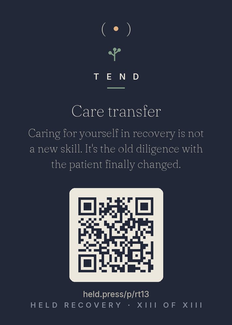 The back of Care transfer — with the code that opens this room