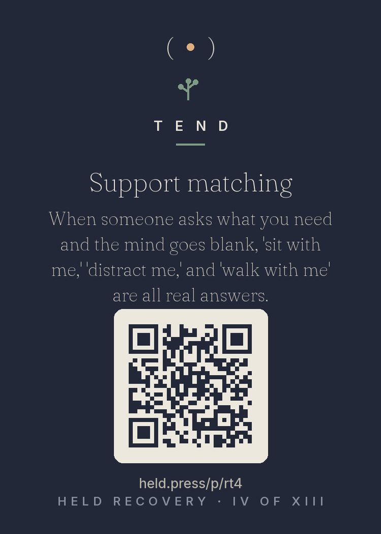 The back of Support matching — with the code that opens this room