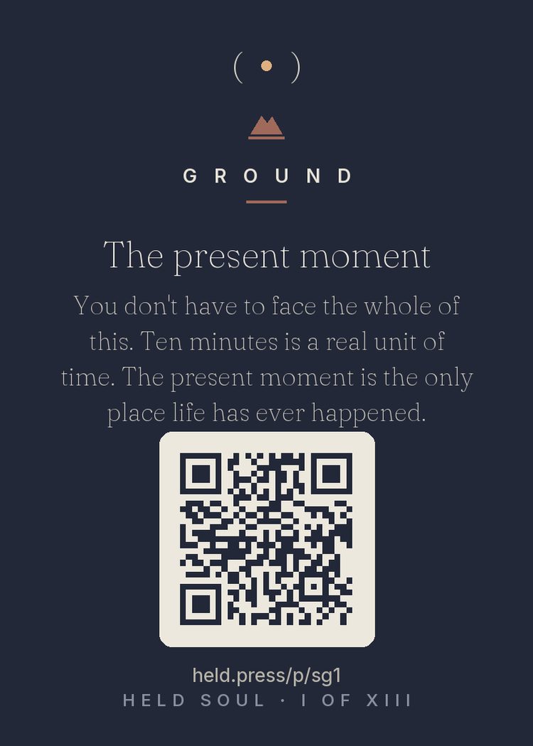 The back of The present moment — with the code that opens this room