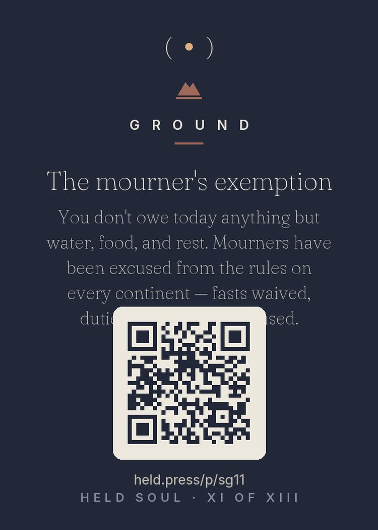 The back of The mourner's exemption — with the code that opens this room