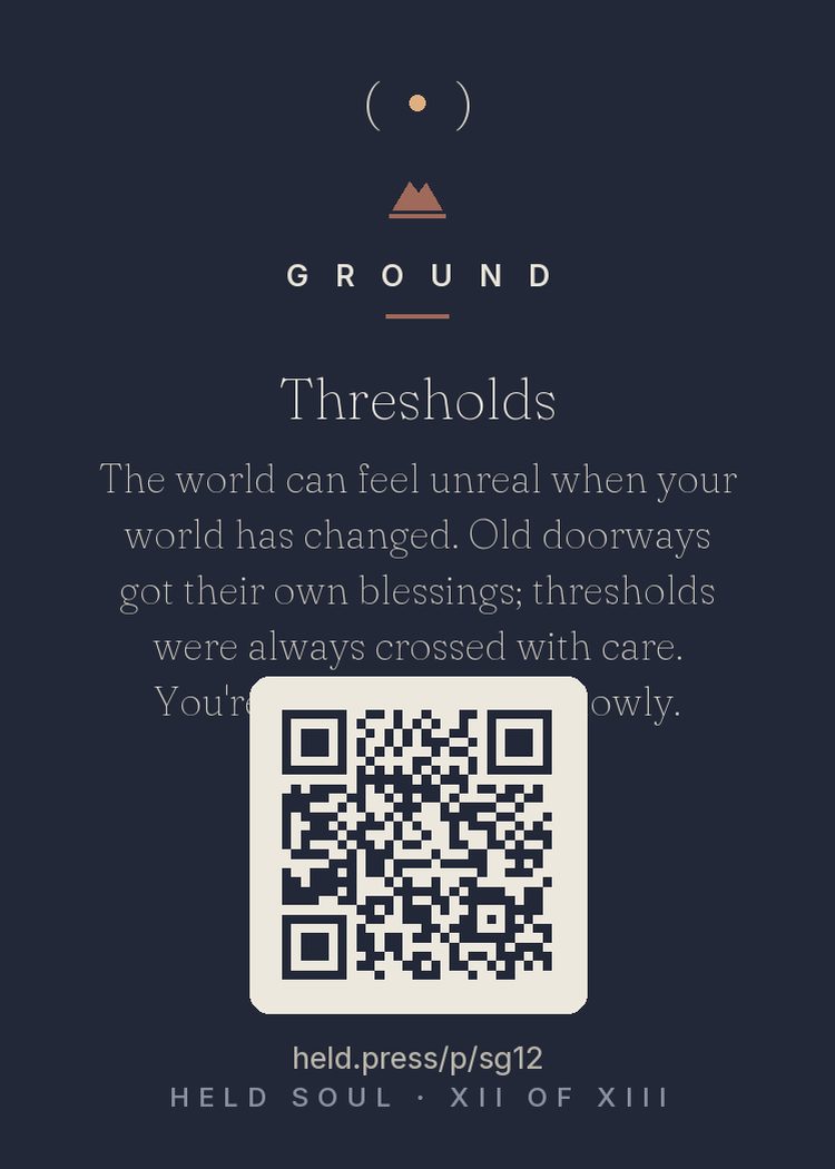The back of Thresholds — with the code that opens this room