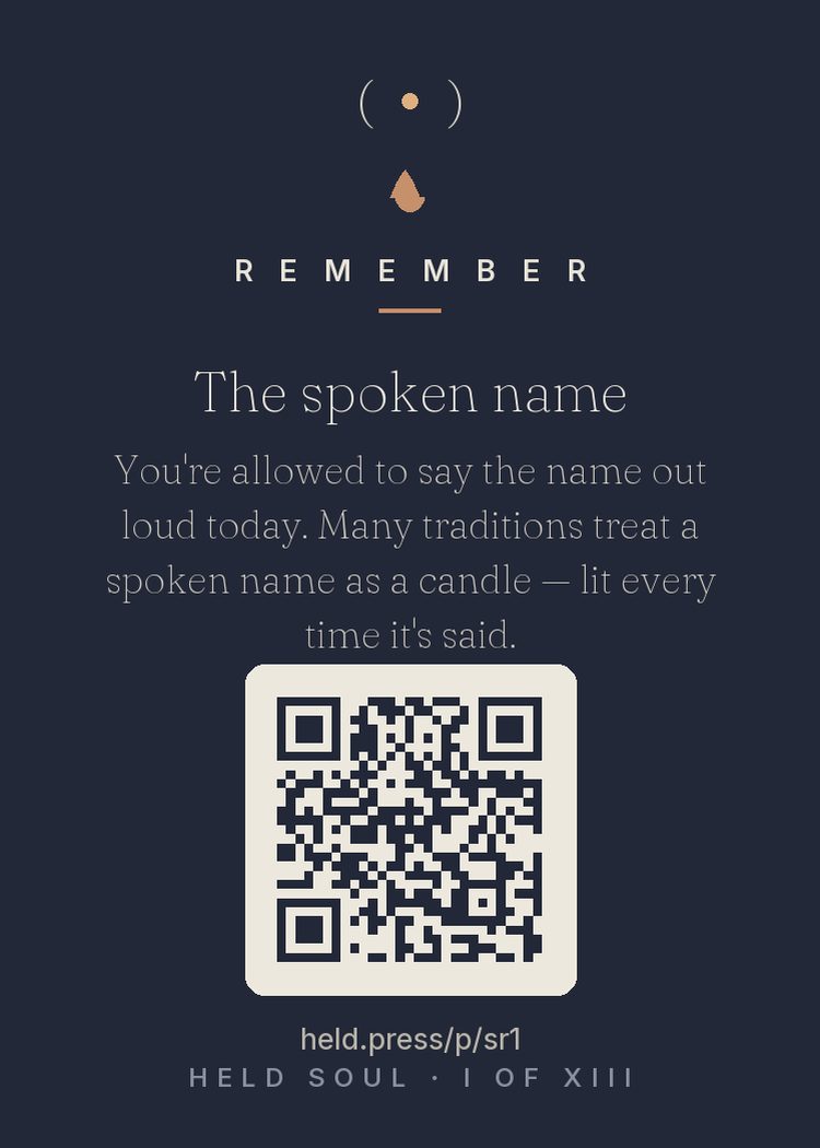 The back of The spoken name — with the code that opens this room