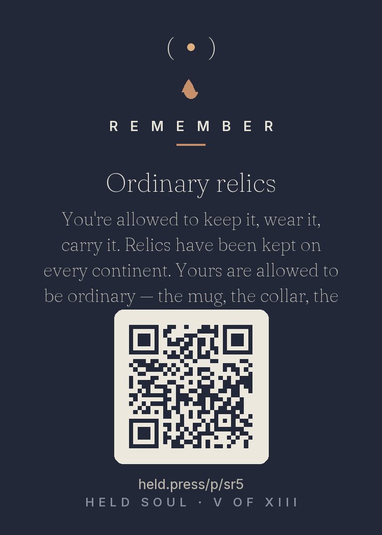 The back of Ordinary relics — with the code that opens this room