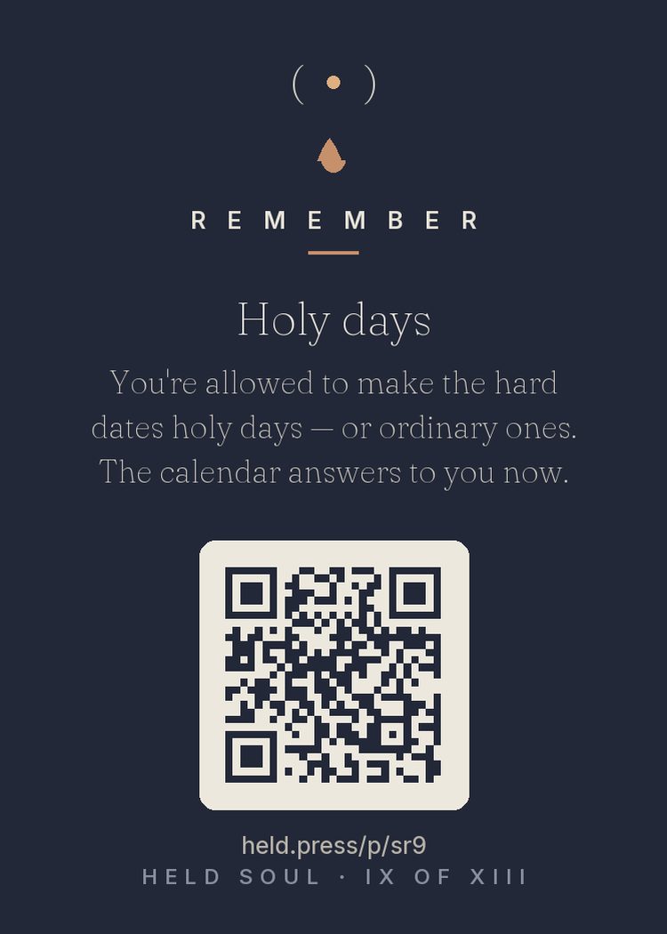The back of Holy days — with the code that opens this room